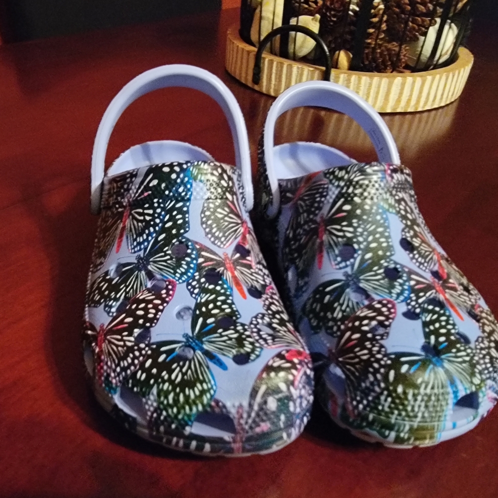CROCS Multicolor Butterfly Print Clogs